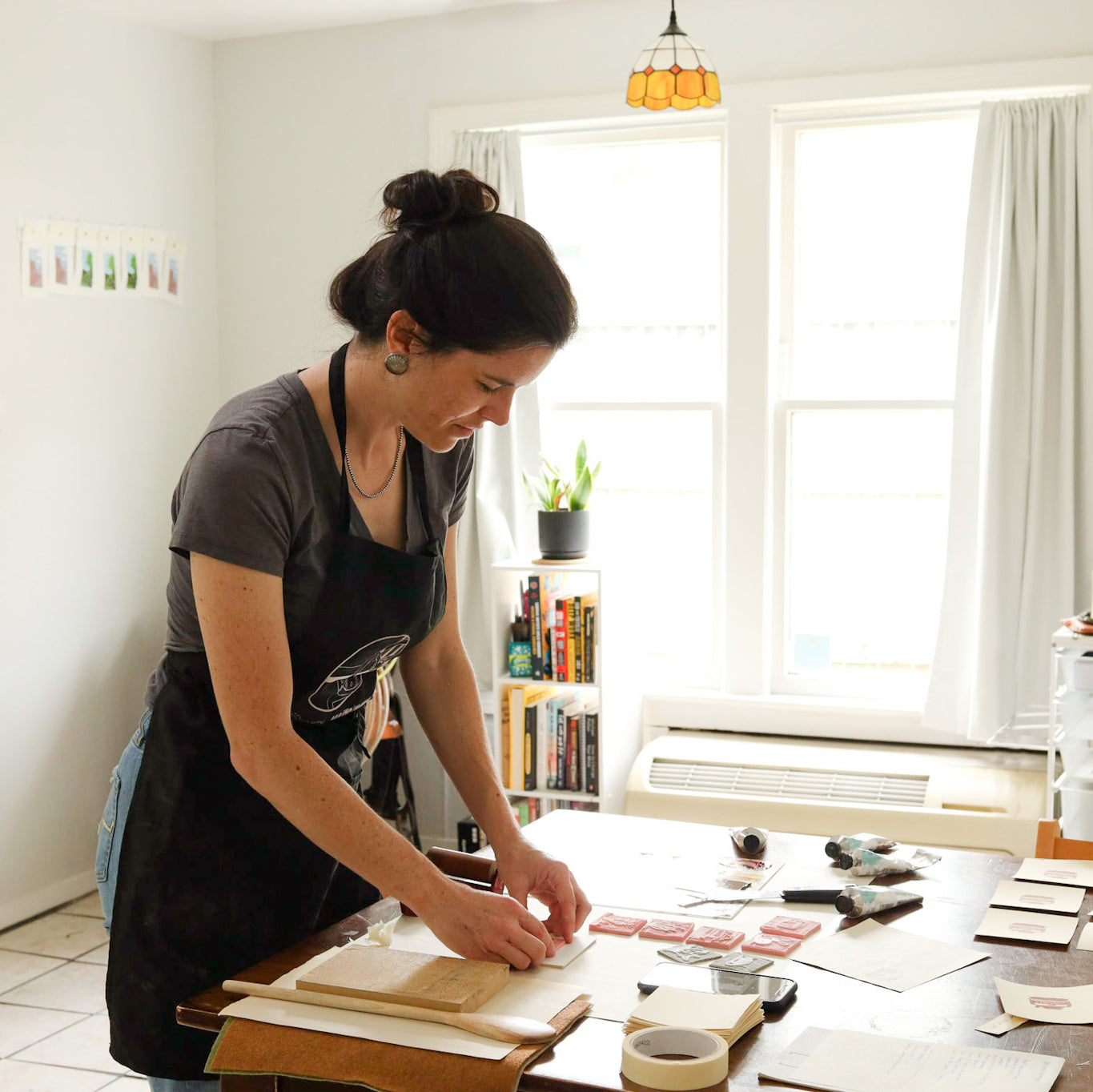 Artist working in studio